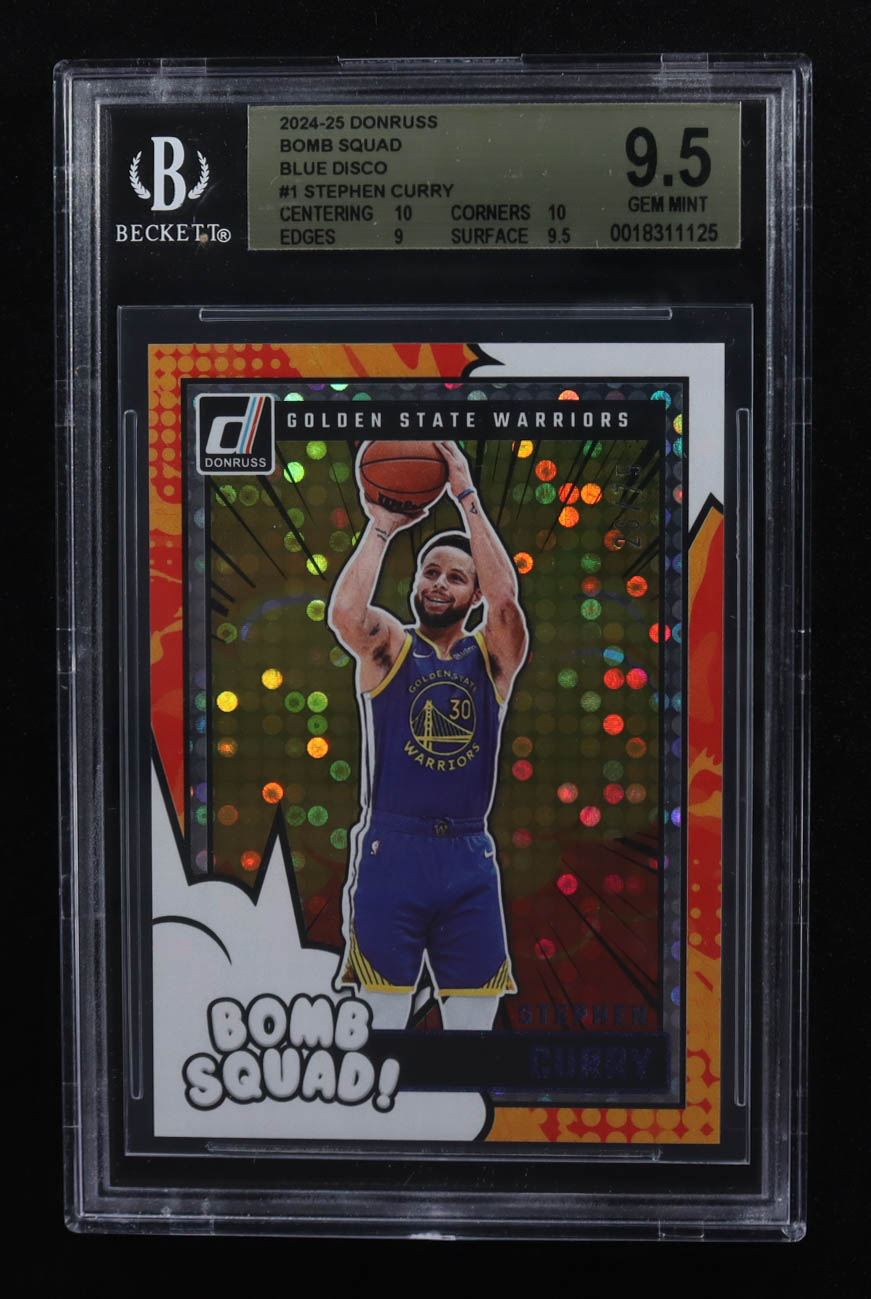 Stephen Curry 2024-25 Donruss Bomb Squad Blue Disco #1 #26/75 (BGS 9.5) at PristineAuction.com Stephen Curry 2024-25 Donruss Bomb Squad Blue Disco #1 #26/75 (BGS 9.5) at PristineAuction.com