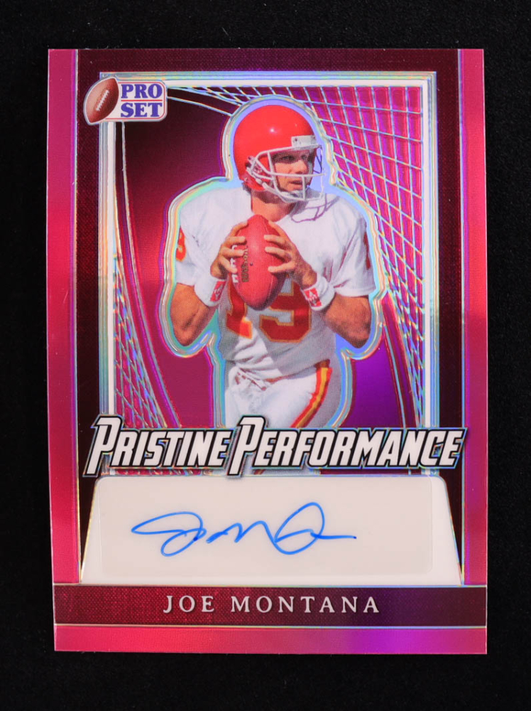 Joe Montana 2024 Leaf Metal Legacy Collection "Pristine Performance" #PP-JM8 Autograph Pink Prismatic SP Variation #/7