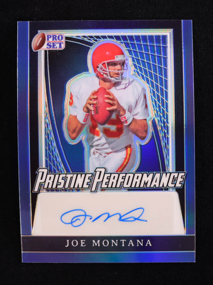 Joe Montana 2024 Leaf Metal Legacy Collection "Pristine Performance" #PP-JM8 Autograph Dark Blue Prismatic SP Variation #/5