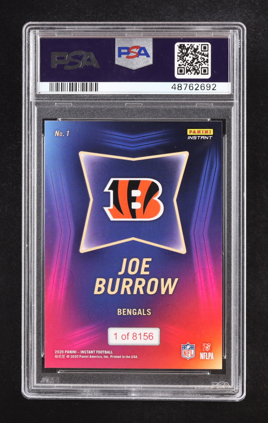Joe Burrow 2020 Panini Instant Draft Night #1 RC #1/8156 (PSA 10) at PristineAuction.com Joe Burrow 2020 Panini Instant Draft Night #1 RC #1/8156 (PSA 10) at PristineAuction.com