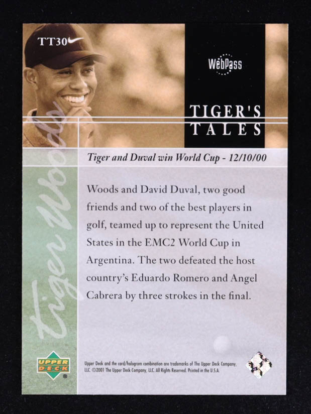 Tiger Woods 2001 Upper Deck Tiger's Tales #TT30 RC at PristineAuction.com Tiger Woods 2001 Upper Deck Tiger's Tales #TT30 RC at PristineAuction.com