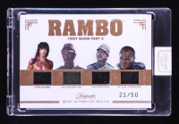 John Rambo/Lieutenant Tay/Captain Vinh/Lt. Col. Podovsky 2024 Keepsake Edition Quad Authentic Relics Rambo First Blood Part II #134 #21/50 at PristineAuction.com