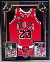 Michael Jordan Signed LE Bulls Custom Framed Mitchell & Ness Authentic Jersey (UDA & PSA) at PristineAuction.com