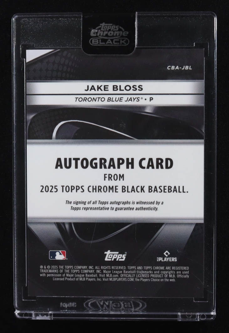 Jake Bloss 2025 Topps Chrome Black Autographs #CBA-JBL RC #15/99 at PristineAuction.com Jake Bloss 2025 Topps Chrome Black Autographs #CBA-JBL RC #15/99 at PristineAuction.com