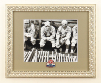 "Babe Ruth in the Fenway Park Dugout" Custom Framed Photo Display with 1915 Red Sox World Series Pin at PristineAuction.com
