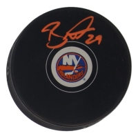 Brock Nelson Signed Islanders Logo Hockey Puck (Fanatics) at PristineAuction.com