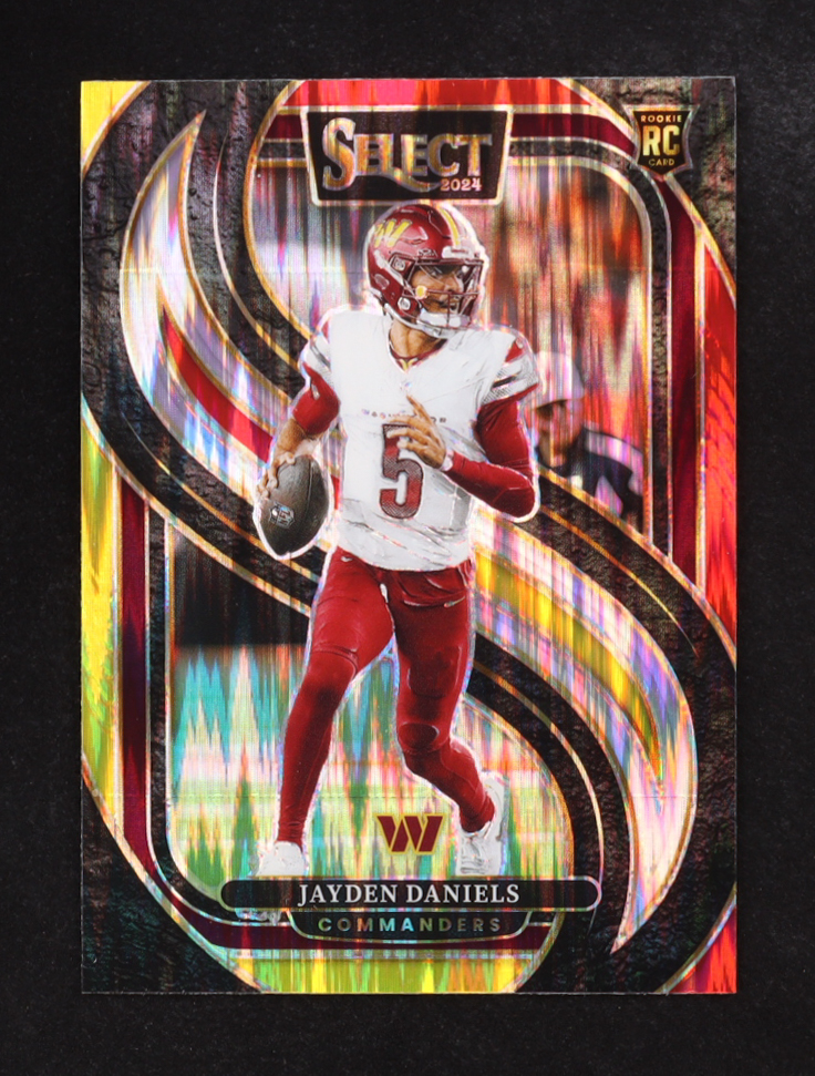 Jayden Daniels 2024 Select Prizm Red and Yellow Shock #112 RC at PristineAuction.com Jayden Daniels 2024 Select Prizm Red and Yellow Shock #112 RC at PristineAuction.com