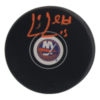 Cal Clutterbuck Signed Islanders Logo Hockey Puck (JSA) at PristineAuction.com