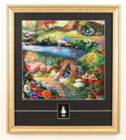 Thomas Kinkade Walt Disney's "Alice in Wonderland" Custom Framed Print Display with Vintage 1960 Alice Figurine at PristineAuction.com