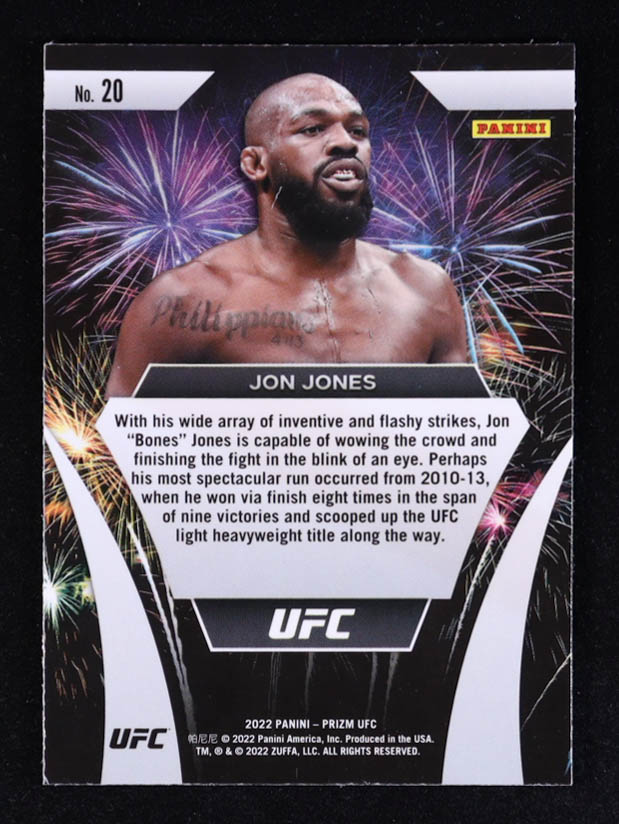 Jon Jones 2022 Panini Prizm Fireworks #20 at PristineAuction.com Jon Jones 2022 Panini Prizm Fireworks #20 at PristineAuction.com