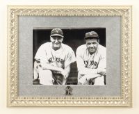 "Babe Ruth & Lou Gehrig in Yankees Dugout" Custom Framed Photo Display with Rhinestone Yankees Logo Pin at PristineAuction.com
