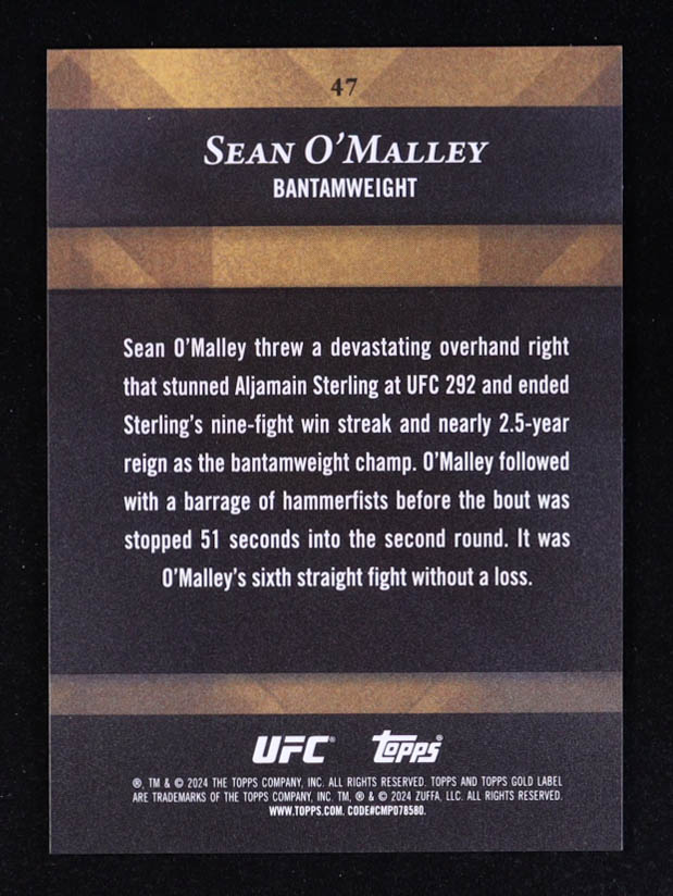 Sean O'Malley 2024 Topps Gold Label UFC Class 3 #47 at PristineAuction.com Sean O'Malley 2024 Topps Gold Label UFC Class 3 #47 at PristineAuction.com