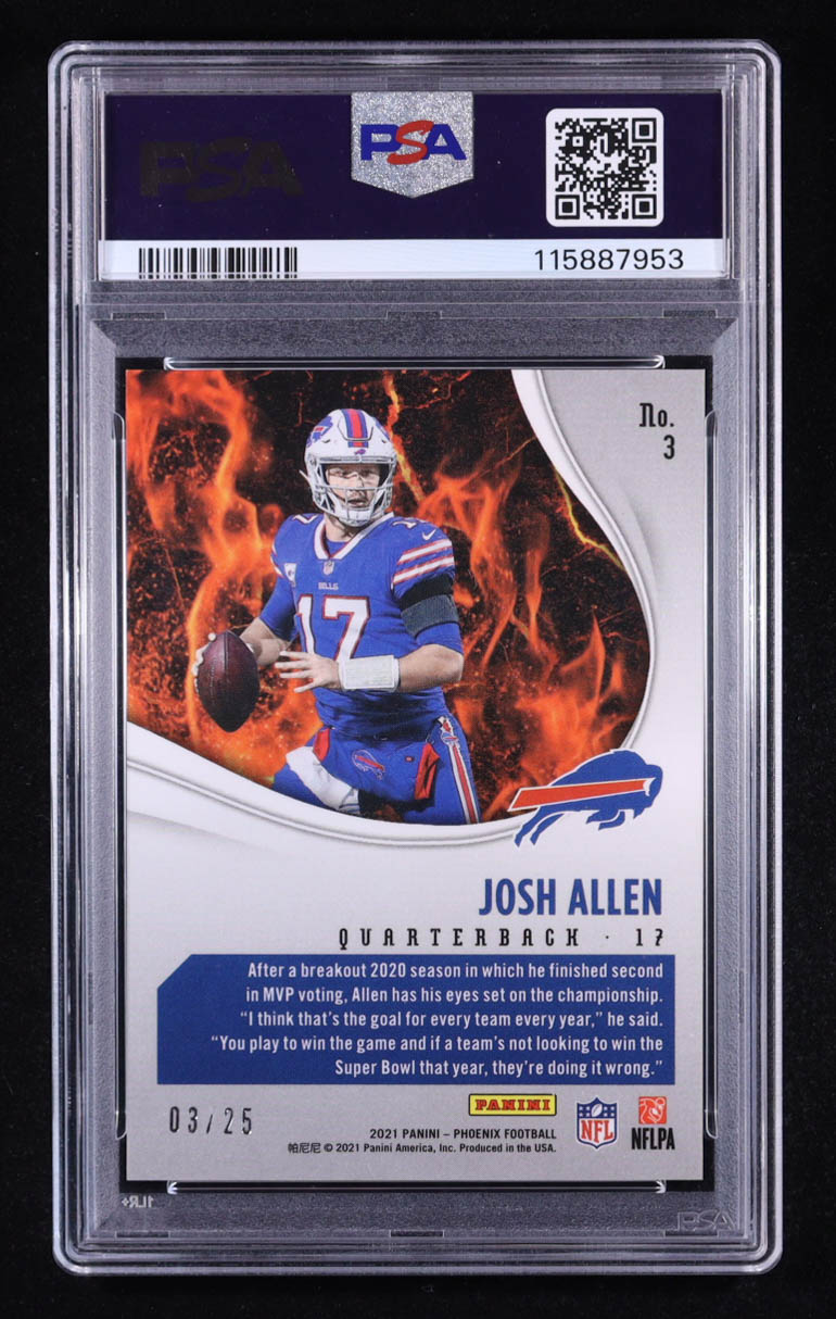 Josh Allen 2021 Panini Phoenix Heat Wave Green #3 #03/25 (PSA 9) at PristineAuction.com Josh Allen 2021 Panini Phoenix Heat Wave Green #3 #03/25 (PSA 9) at PristineAuction.com