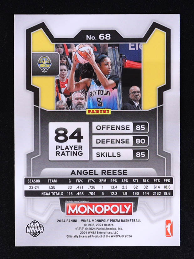 Angel Reese 2024 Panini Prizm Monopoly WNBA #68 RC at PristineAuction.com Angel Reese 2024 Panini Prizm Monopoly WNBA #68 RC at PristineAuction.com