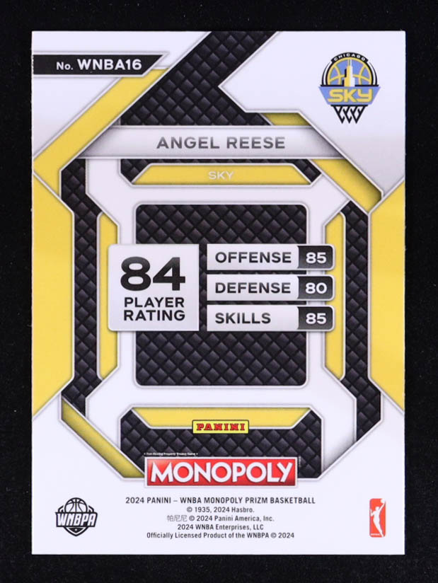 Angel Reese 2024 Panini Prizm Monopoly WNBA Insert #WNBA16 RC at PristineAuction.com Angel Reese 2024 Panini Prizm Monopoly WNBA Insert #WNBA16 RC at PristineAuction.com
