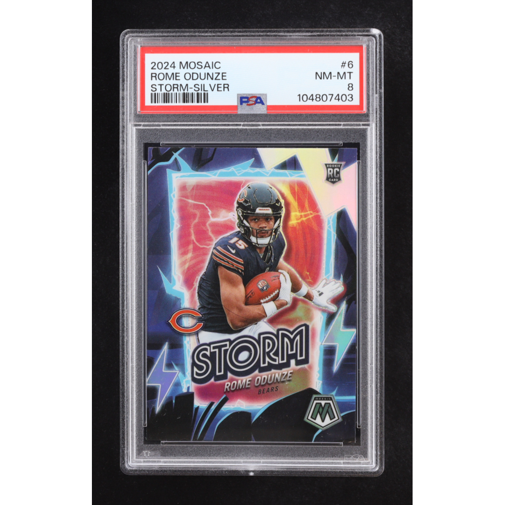 Rome Odunze 2024 Panini Mosaic Storm Silver #6 RC (PSA 8) at PristineAuction.com