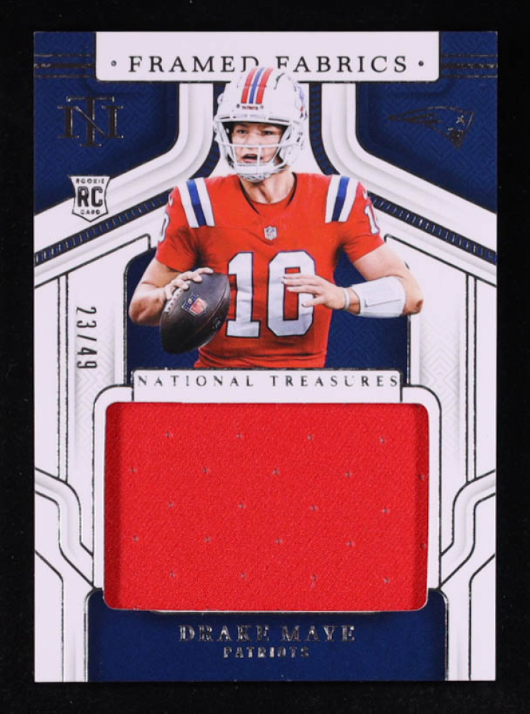 Drake Maye 2024 Panini National Treasures Framed Fabric #56 #23/49 RC