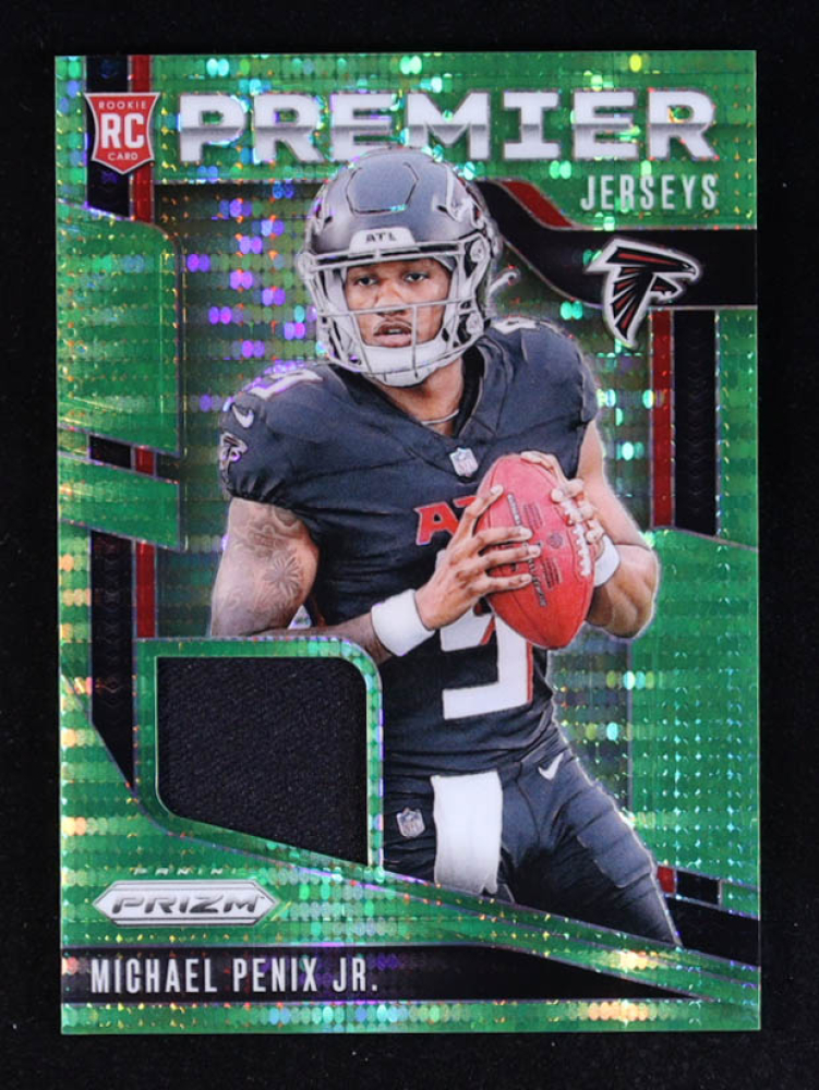 Michael Penix Jr. 2024 Panini Prizm Premier Jerseys Neon Green Pulsar #9 RC