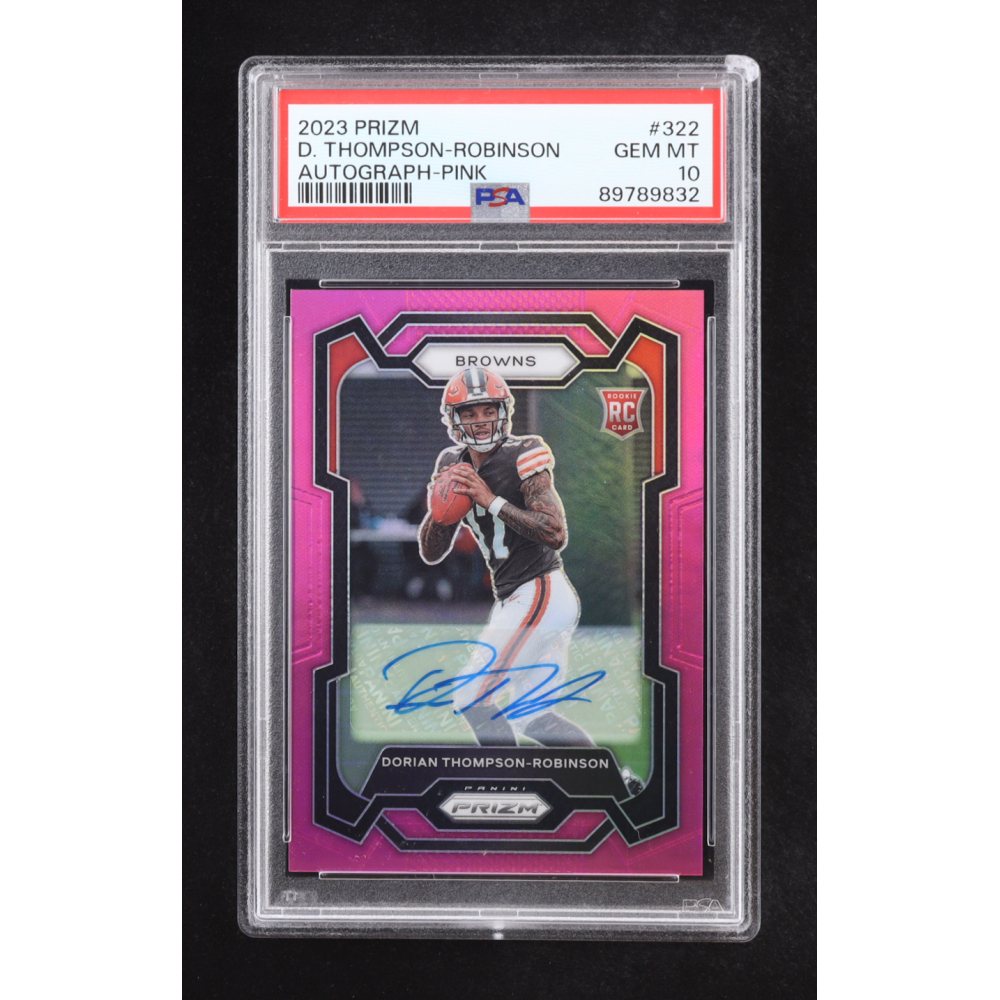 Dorian Thompson-Robinson 2023 Panini Prizm Autographs Prizms Pink #322 RC (PSA 10) at PristineAuction.com