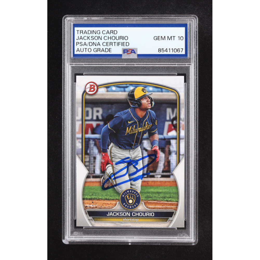 Jackson Chourio Signed 2023 Bowman Prospects #BP76 RC (PSA Authentic | Auto 10) at PristineAuction.com