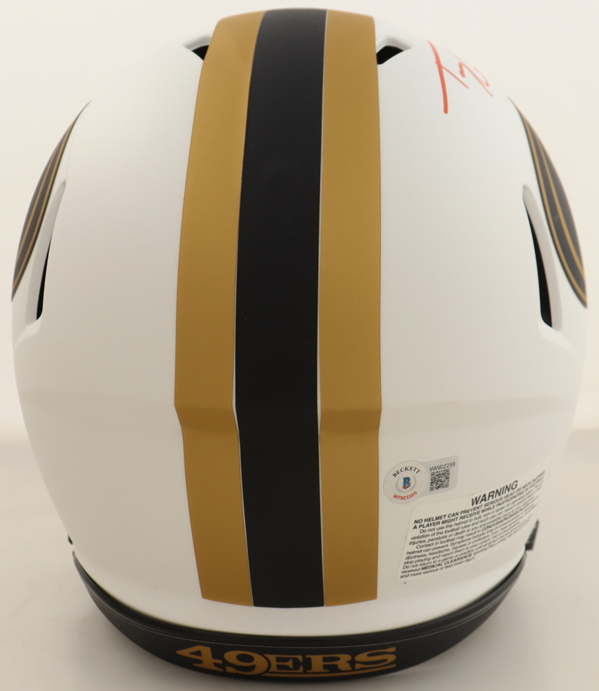 Trey Lance Signed 49ers Full-Size Authentic On-Field Lunar Eclipse Alternate Speed Helmet Inscribed "1st NFL TD 9/12/21" (Beckett) at PristineAuction.com Trey Lance Signed 49ers Full-Size Authentic On-Field Lunar Eclipse Alternate Speed Helmet Inscribed "1st NFL TD 9/12/21" (Beckett) at PristineAuction.com