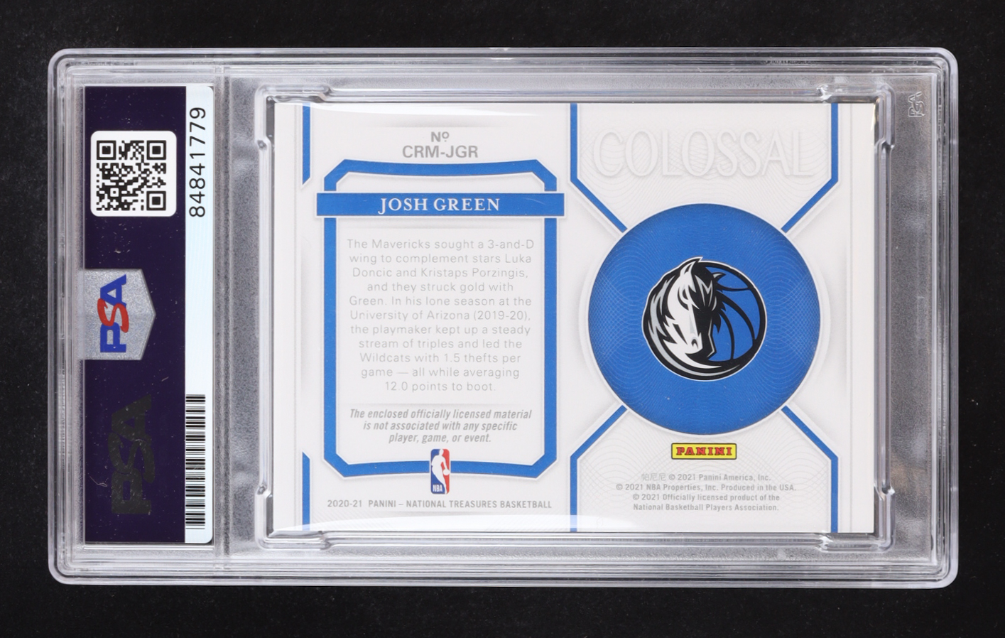 Josh Green Signed 2020-21 Panini National Treasures Colossal Rookie Materials #24 #81/99 RC (PSA Authentic | Auto 10) at PristineAuction.com Josh Green Signed 2020-21 Panini National Treasures Colossal Rookie Materials #24 #81/99 RC (PSA Authentic | Auto 10) at PristineAuction.com
