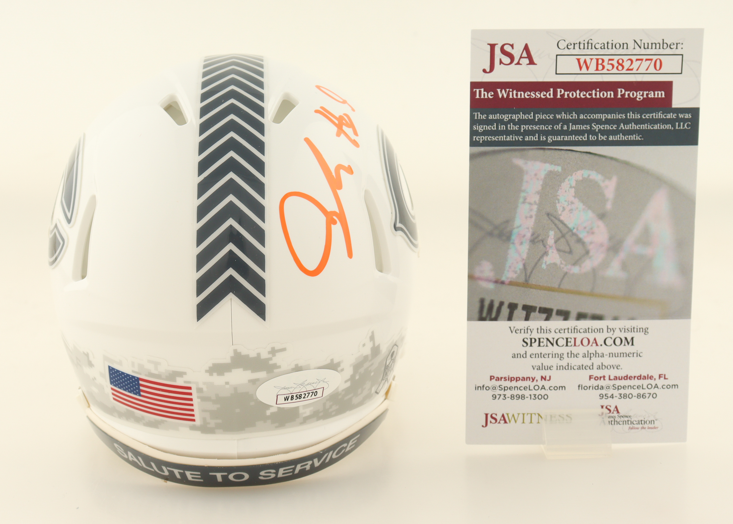 Jaquan Brisker Signed Bears Salute to Service Alternate Speed Mini Helmet (JSA) at PristineAuction.com Jaquan Brisker Signed Bears Salute to Service Alternate Speed Mini Helmet (JSA) at PristineAuction.com