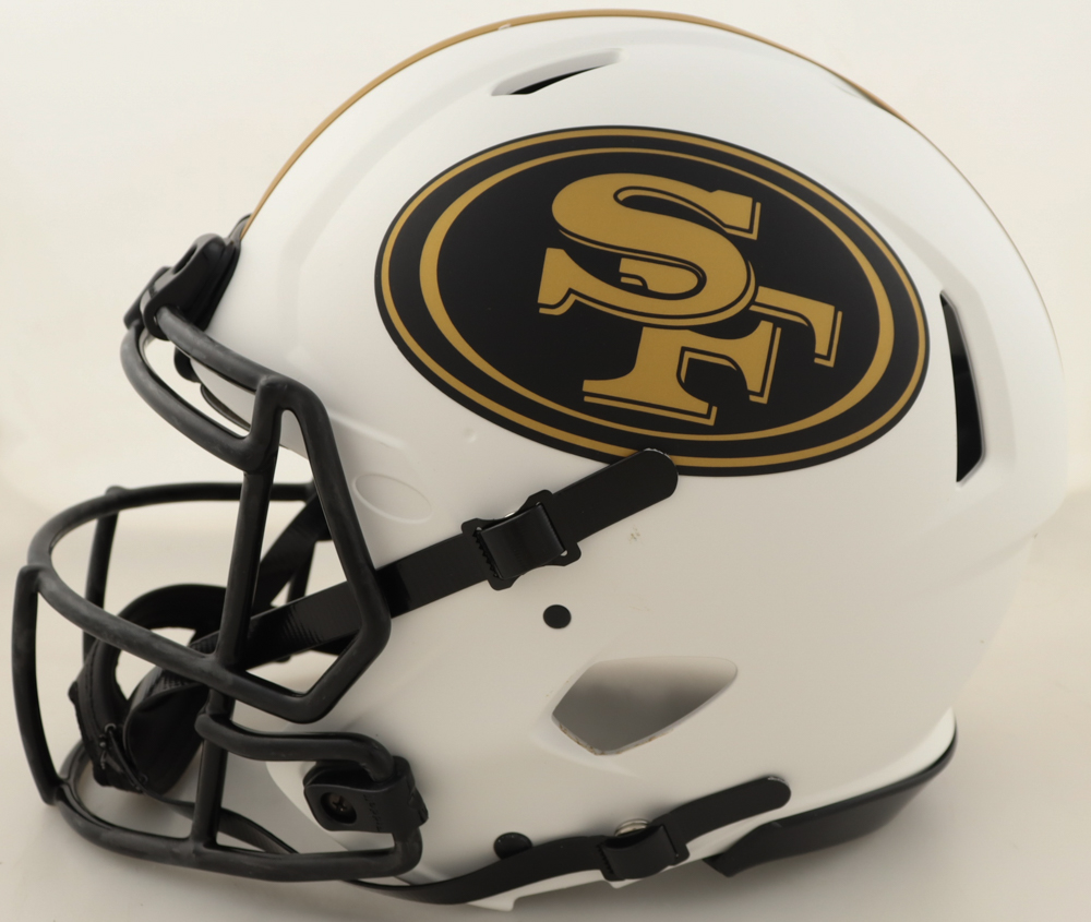 Trey Lance Signed 49ers Full-Size Authentic On-Field Lunar Eclipse Alternate Speed Helmet Inscribed "1st NFL TD 9/12/21" (Beckett) at PristineAuction.com Trey Lance Signed 49ers Full-Size Authentic On-Field Lunar Eclipse Alternate Speed Helmet Inscribed "1st NFL TD 9/12/21" (Beckett) at PristineAuction.com