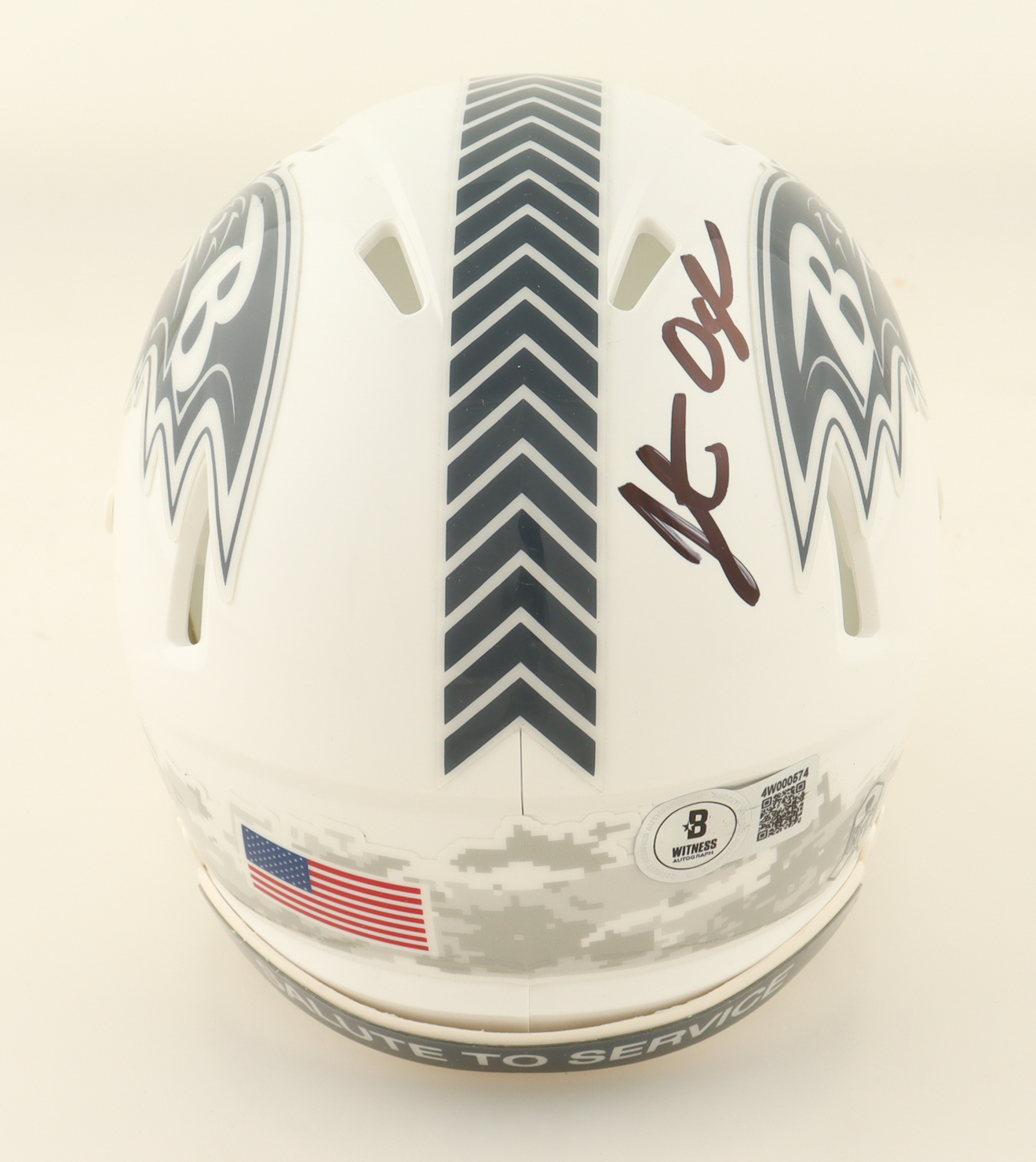 Jonathan Ogden Signed Ravens Salute to Service Alternate Speed Mini Helmet (Beckett) at PristineAuction.com Jonathan Ogden Signed Ravens Salute to Service Alternate Speed Mini Helmet (Beckett) at PristineAuction.com
