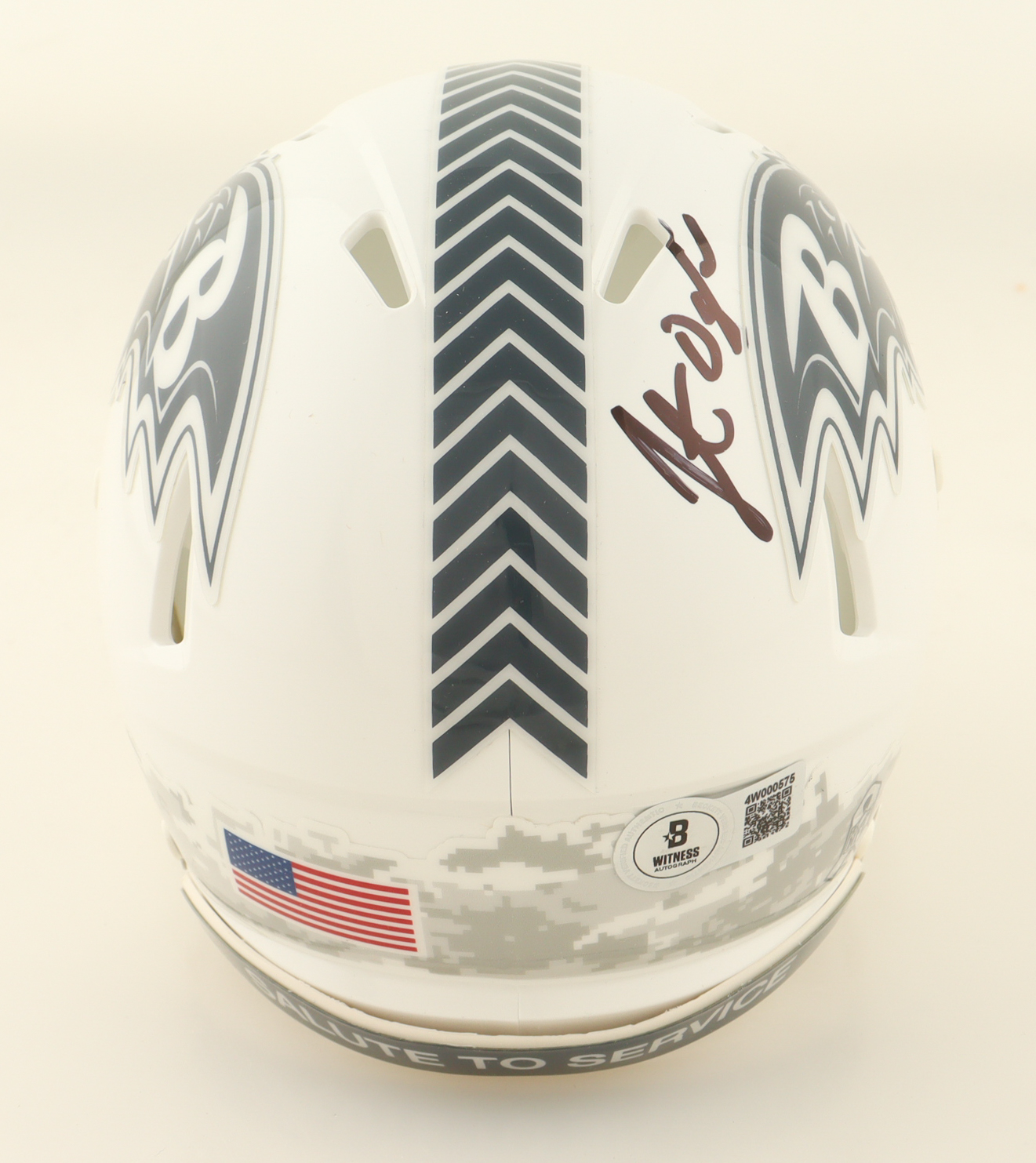 Jonathan Ogden Signed Ravens Salute to Service Alternate Speed Mini Helmet (Beckett) at PristineAuction.com Jonathan Ogden Signed Ravens Salute to Service Alternate Speed Mini Helmet (Beckett) at PristineAuction.com