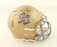 Rudy Ruettiger Signed Notre Dame Fighting Irish Speed Mini Helmet Inscribed "Never Quit" (Beckett) at PristineAuction.com