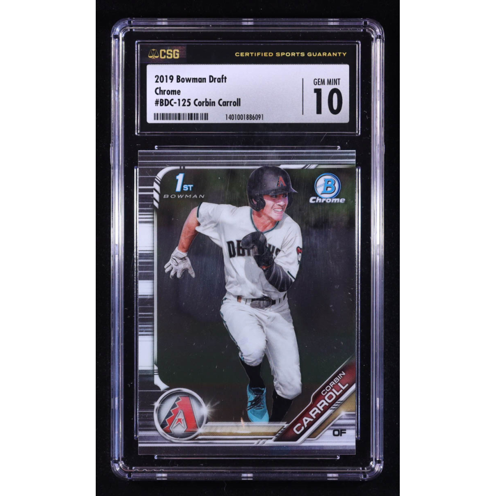 Corbin Carroll 2019 Bowman Chrome Draft #BDC125 RC (CSG 10) at PristineAuction.com Corbin Carroll 2019 Bowman Chrome Draft #BDC125 RC (CSG 10) at PristineAuction.com