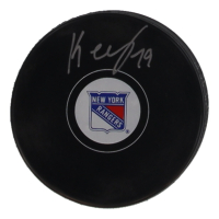 K'Andre Miller Signed Rangers Logo Hockey Puck (Fanatics) at PristineAuction.com