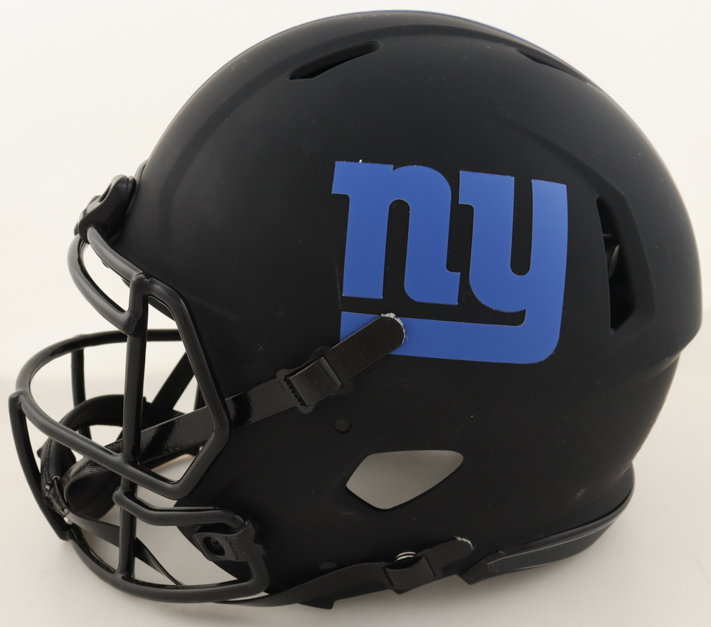 Saquon Barkley Signed Giants Full-Size Authentic On-Field Eclipse Alternate Speed Helmet Inscribed "2019 NFL ROY" (Beckett) at PristineAuction.com Saquon Barkley Signed Giants Full-Size Authentic On-Field Eclipse Alternate Speed Helmet Inscribed "2019 NFL ROY" (Beckett) at PristineAuction.com
