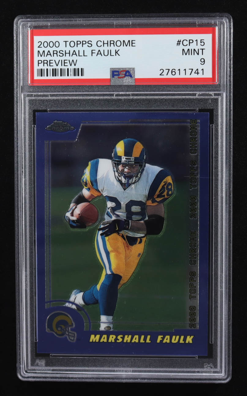 Marshall Faulk 2000 Topps Chrome Preview #CP15 (PSA 9) at PristineAuction.com Marshall Faulk 2000 Topps Chrome Preview #CP15 (PSA 9) at PristineAuction.com