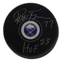 Pierre Turgeon Signed Sabres Logo Hockey Puck Inscribed "HOF 23" (JSA) at PristineAuction.com