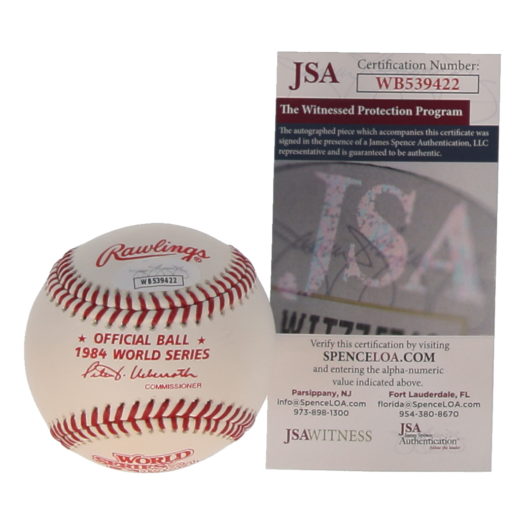 Alan Trammell Signed 1984 World Series Logo Baseball Inscribed "84 WS MVP" (JSA) at PristineAuction.com Alan Trammell Signed 1984 World Series Logo Baseball Inscribed "84 WS MVP" (JSA) at PristineAuction.com
