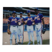 1986 Mets 16x20 Photo Signed by (4) with Dwight "Doc" Gooden, Ron Darling, Bob Ojeda & Sid Fernandez with Win-Loss Record Inscriptions (JSA) at PristineAuction.com
