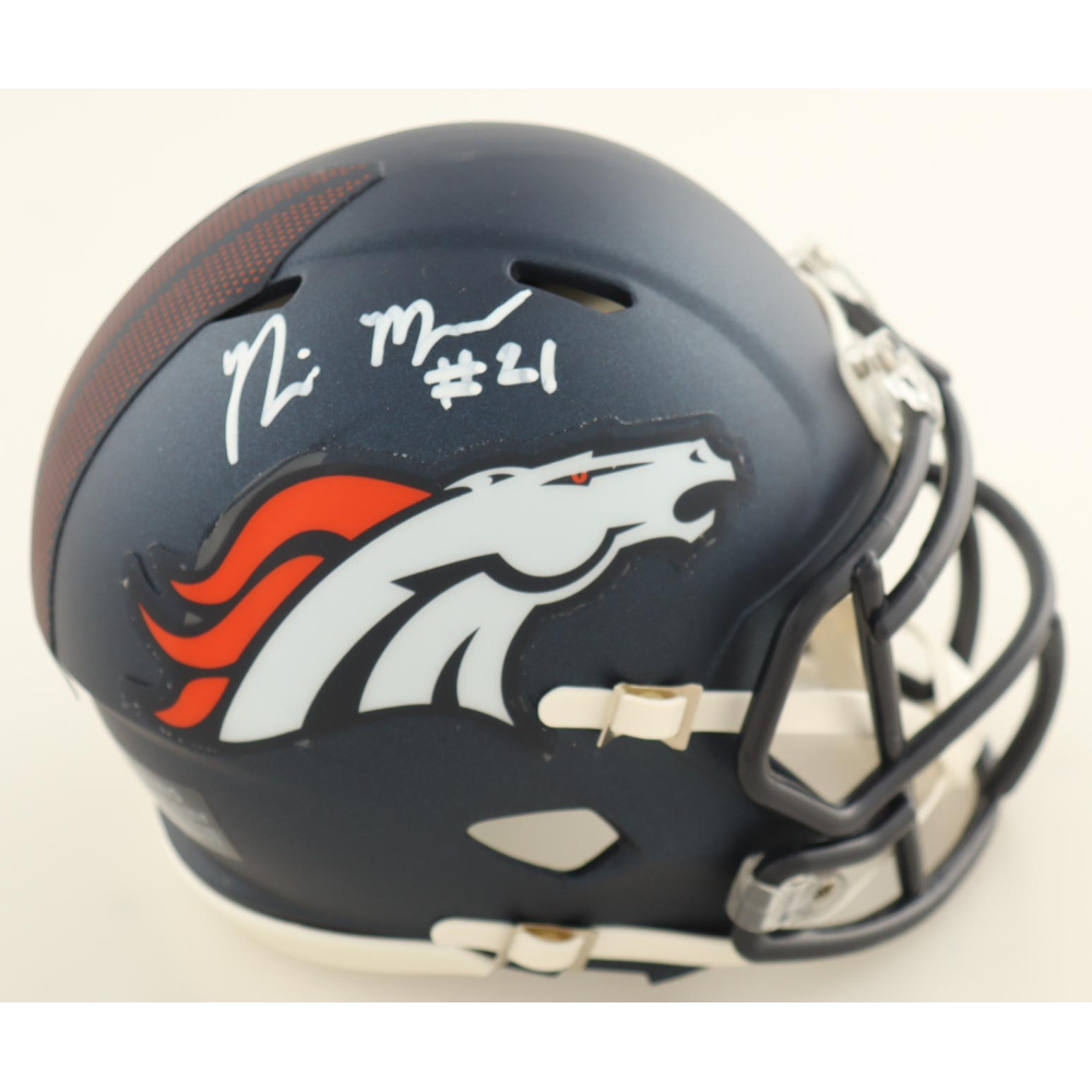 Riley Moss Signed Broncos Speed Mini Helmet (Beckett) at PristineAuction.com