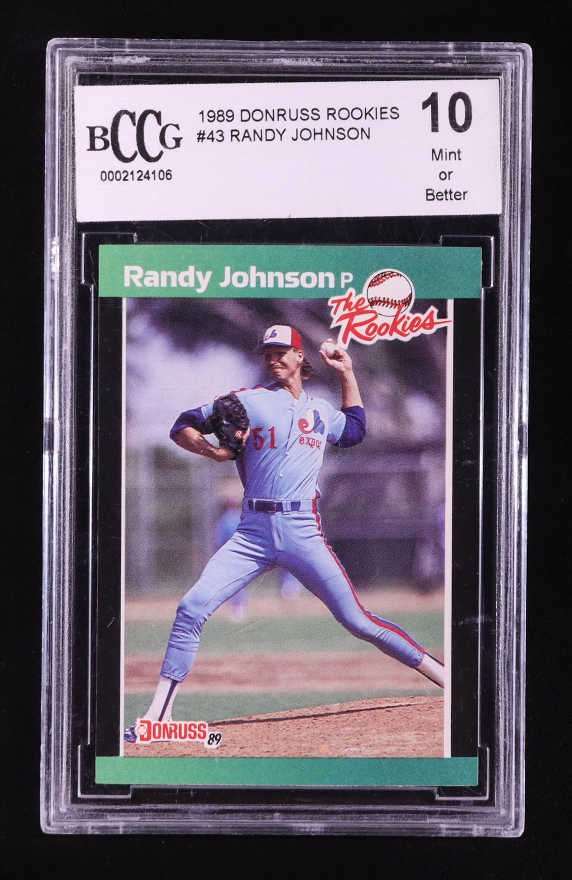 Randy Johnson 1989 Donruss Rookies #43 RC (BCCG 10) at PristineAuction.com Randy Johnson 1989 Donruss Rookies #43 RC (BCCG 10) at PristineAuction.com
