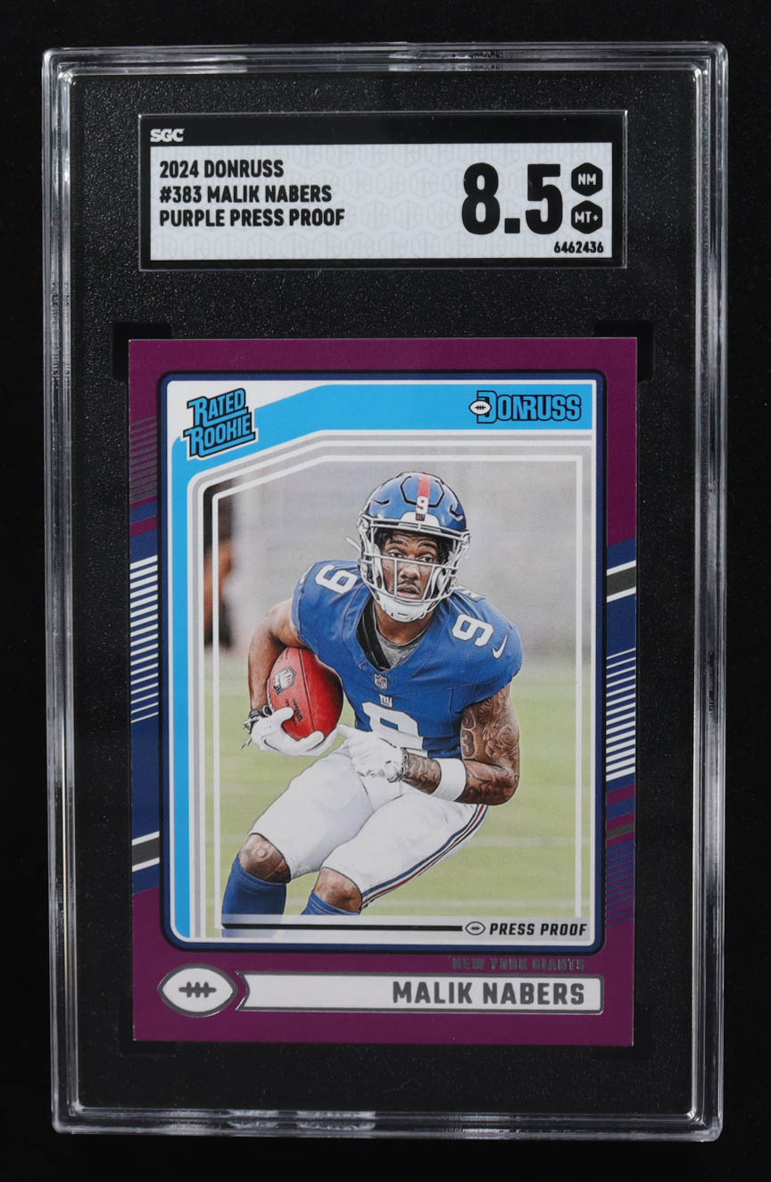 Malik Nabers 2024 Donruss Press Proof Purple #383 RR RC (SGC 8.5) at PristineAuction.com Malik Nabers 2024 Donruss Press Proof Purple #383 RR RC (SGC 8.5) at PristineAuction.com