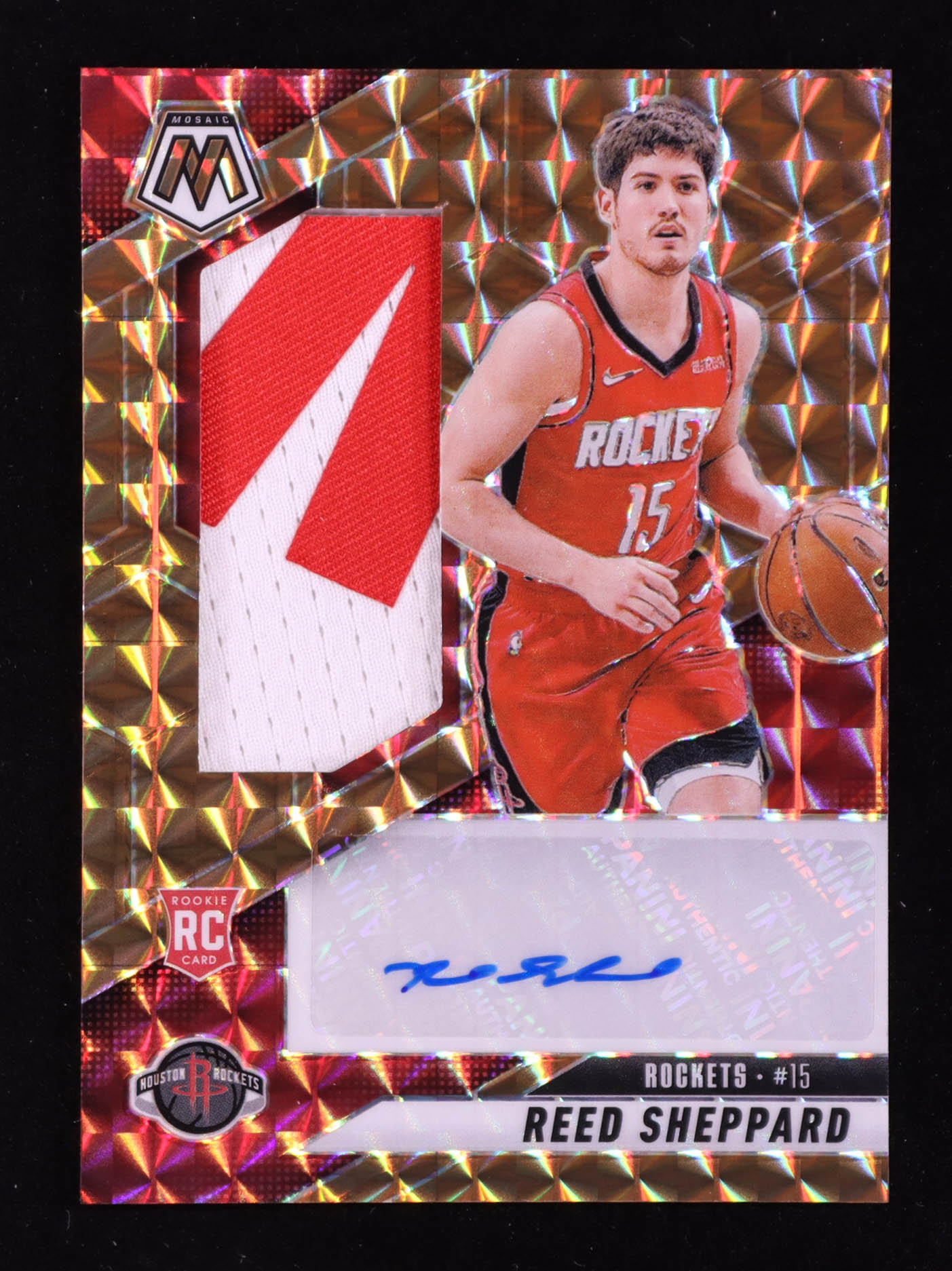 Reed Sheppard 2024-25 Panini Mosaic Rookie Jersey Autographs Bronze #19 #31/75 RC at PristineAuction.com Reed Sheppard 2024-25 Panini Mosaic Rookie Jersey Autographs Bronze #19 #31/75 RC at PristineAuction.com