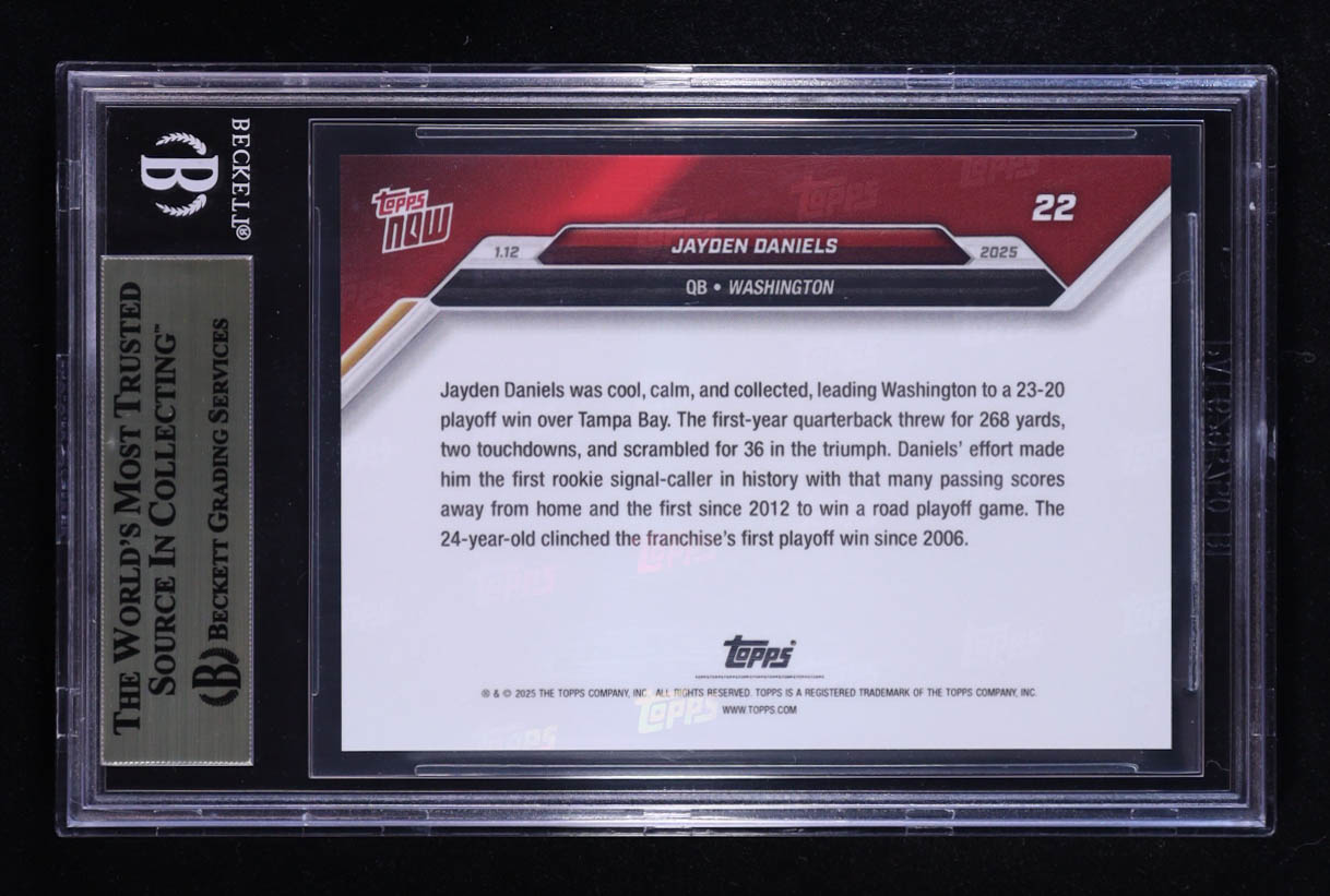 Jayden Daniels 2024 Topps Now #22 RC (BGS 9.5) at PristineAuction.com Jayden Daniels 2024 Topps Now #22 RC (BGS 9.5) at PristineAuction.com