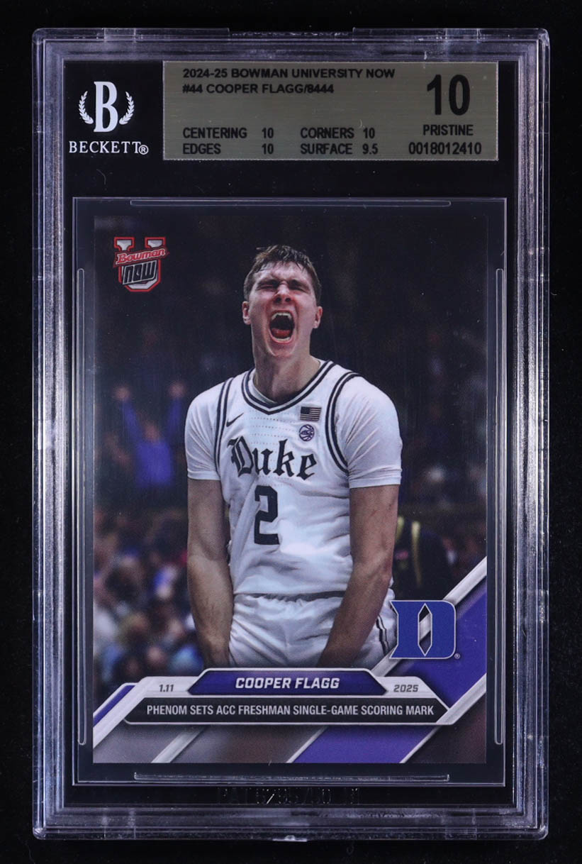 Cooper Flagg 2024-25 Bowman University Now #44 RC (BGS 10) at PristineAuction.com Cooper Flagg 2024-25 Bowman University Now #44 RC (BGS 10) at PristineAuction.com