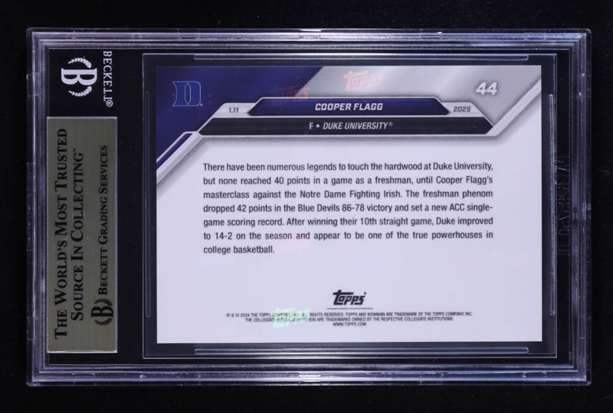 Cooper Flagg 2024-25 Bowman University Now #44 RC (BGS 10) at PristineAuction.com Cooper Flagg 2024-25 Bowman University Now #44 RC (BGS 10) at PristineAuction.com