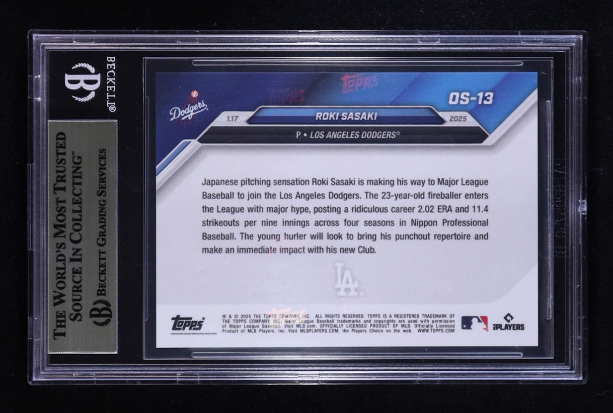Roki Sasaki 2024 Topps Now Offseason #OS13 RC (BGS 10) at PristineAuction.com Roki Sasaki 2024 Topps Now Offseason #OS13 RC (BGS 10) at PristineAuction.com