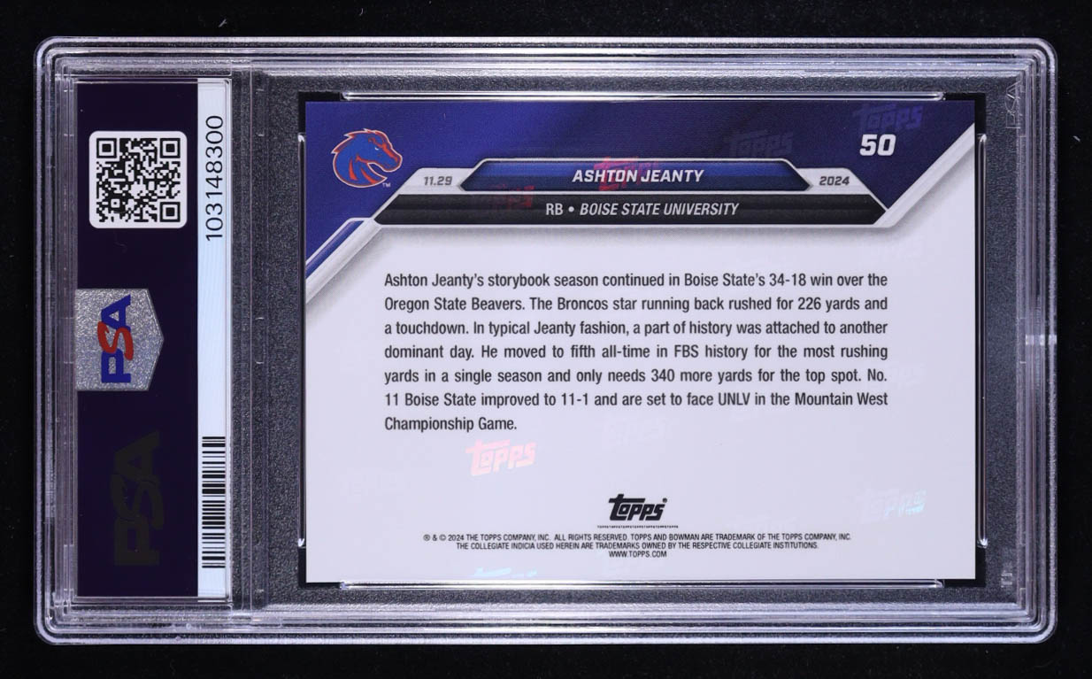 Ashton Jeanty 2024 Bowman University Now #50 RC (PSA 10) at PristineAuction.com Ashton Jeanty 2024 Bowman University Now #50 RC (PSA 10) at PristineAuction.com
