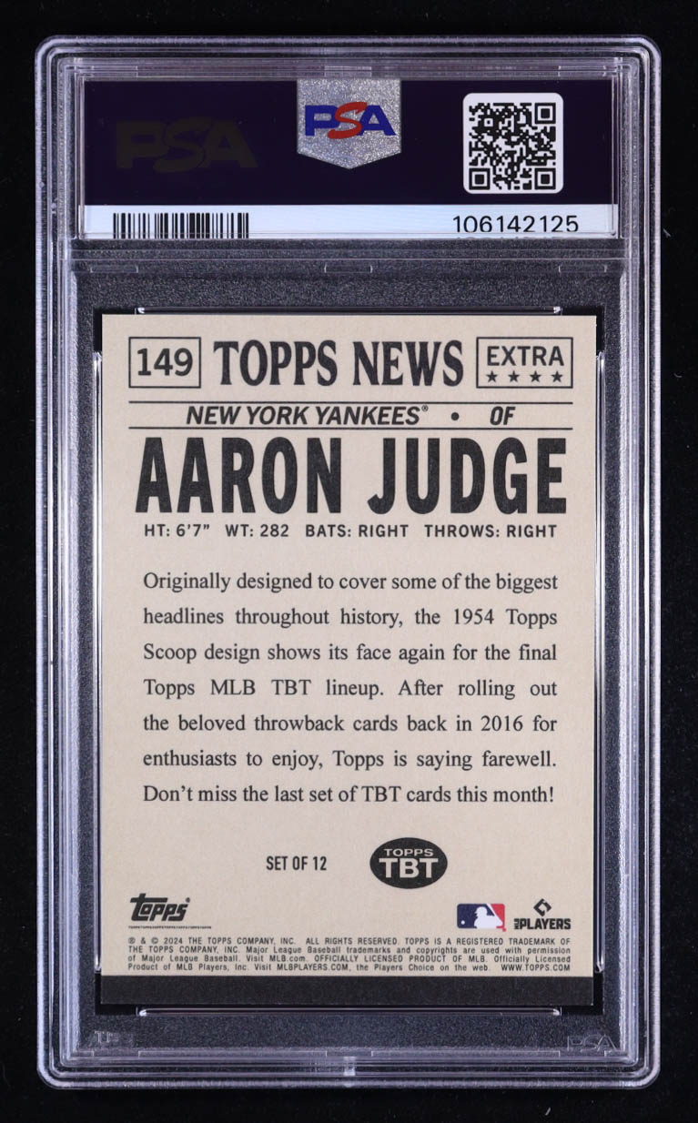 Aaron Judge 2024 Topps Throwback Thursday #149 '54 Topps Scoop (PSA 9) at PristineAuction.com Aaron Judge 2024 Topps Throwback Thursday #149 '54 Topps Scoop (PSA 9) at PristineAuction.com
