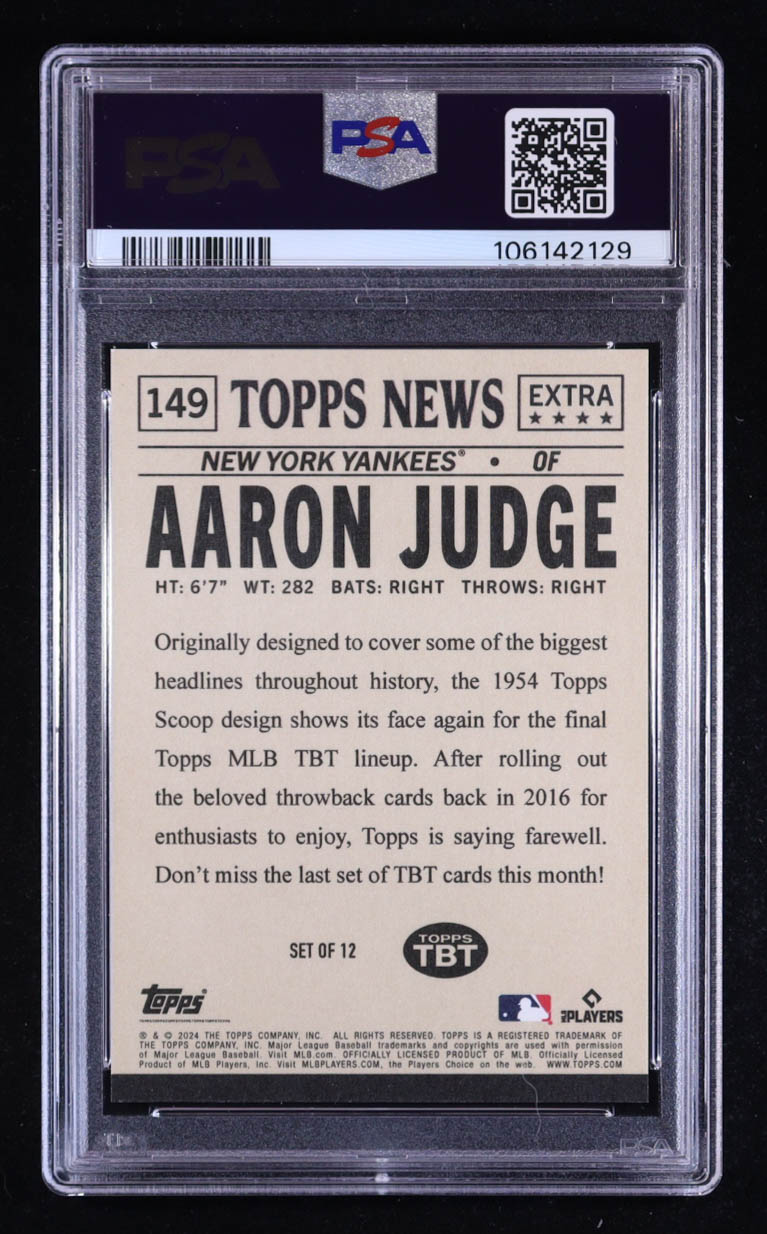 Aaron Judge 2024 Topps Throwback Thursday #149 '54 Topps Scoop (PSA 10) at PristineAuction.com Aaron Judge 2024 Topps Throwback Thursday #149 '54 Topps Scoop (PSA 10) at PristineAuction.com