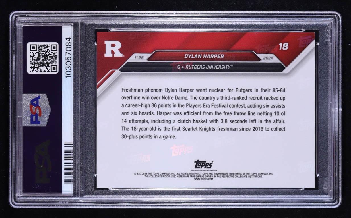 Dylan Harper 2024-25 Bowman University Now #18 RC (PSA 10) at PristineAuction.com Dylan Harper 2024-25 Bowman University Now #18 RC (PSA 10) at PristineAuction.com